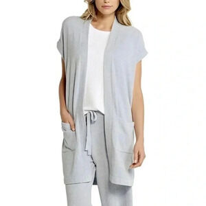 Barefoot Dreams CozyChic Ultra Light Sleeveless Long Cardigan Grey Medium